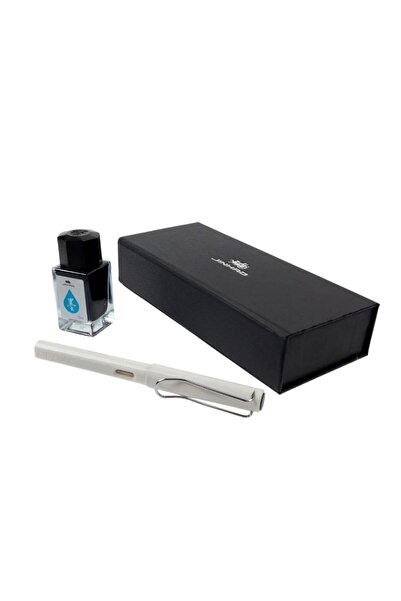 jinhao Dolma Kalem Seti 15ml Mürekkep Özel Kutulu Beyaz Fine Uç