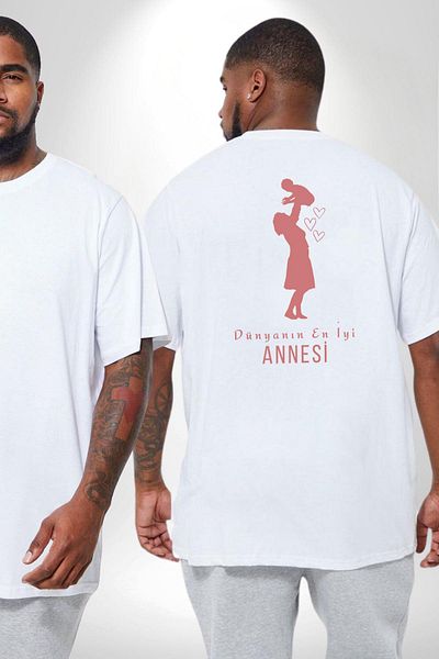 Angemiel تي شيرت أبيض مقاس كبير - عيد الأم، مطبوع على الظهر، للجنسين