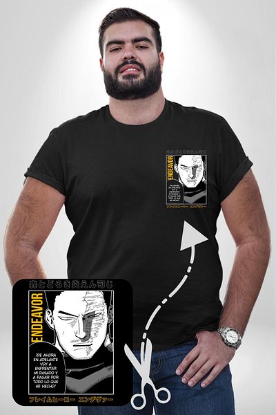 Angemiel Enji Todoroki Manga Pattern - تي شيرت نسائي أسود مقاس كبير