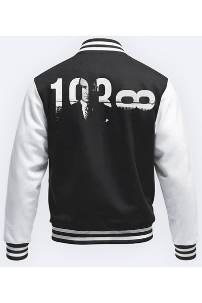 Edizen 10 Νοεμβρίου Special Series Ataturk Printed 2024 Oversize Premium College Jacket 100% βαμβάκι