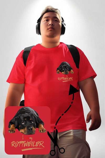 Angemiel تي شيرت مقاس كبير مطبوع عليه Love Red Rottweiler - تصميم بسيط