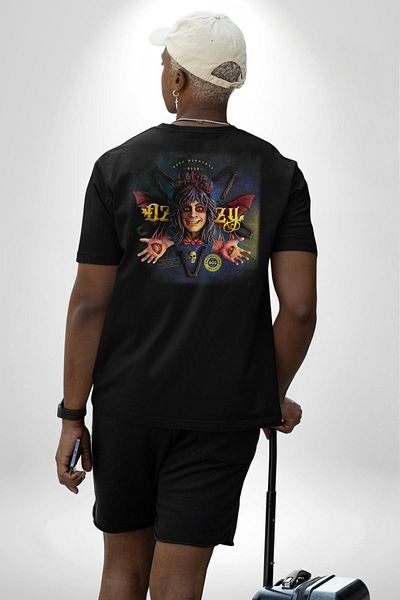 Angemiel Ozzy Osbourne 80s Album Pattern - Cotton Men's and Women's Oversize Black T-shirt