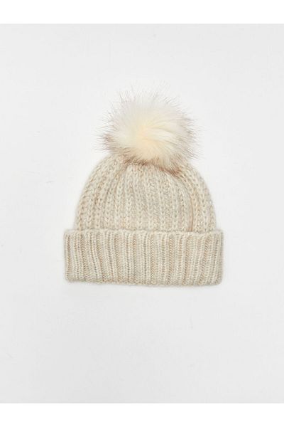 LC Waikiki LCW ACCESSORIES Women's Knitted Beret with Pompom Detail