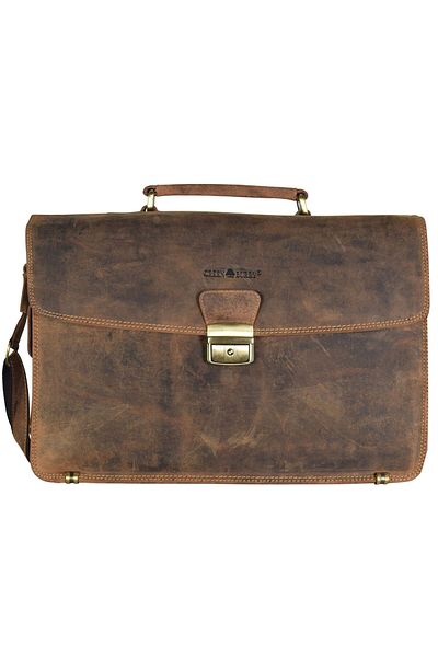 Greenburry 40 cm Vintage Leder Aktentasche - Laptop Fach