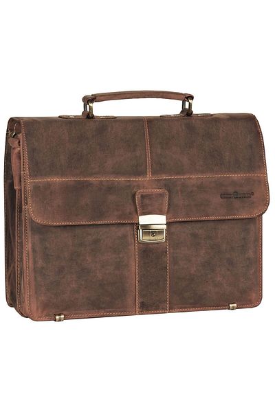 Greenburry Vintage Aktentasche Leder 38 cm mit 2 Hauptfächern