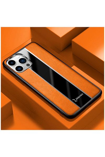 Zebana حافظة Zebana الجلدية الفاخرة المتوافقة مع هاتف Apple iPhone 16 Pro Max باللون البرتقالي