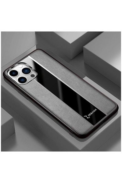 Zebana Apple iPhone 16 Pro Max Compatible Case Zebana Premium Leather Case Gray