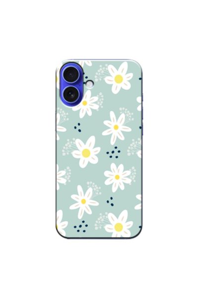 Zebana Apple iPhone 16 Compatible Case Spring Flowers 10 Silicone Case (Printed)