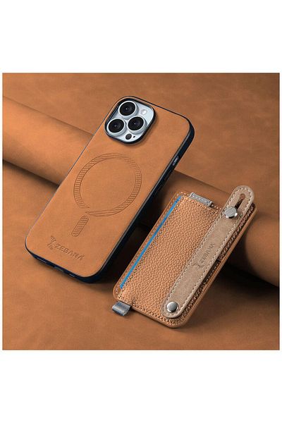 Zebana حافظة متوافقة مع هاتف Apple Iphone 16 Pro 2 في 1، أفضل حافظة جلدية مع حامل بطاقة بني