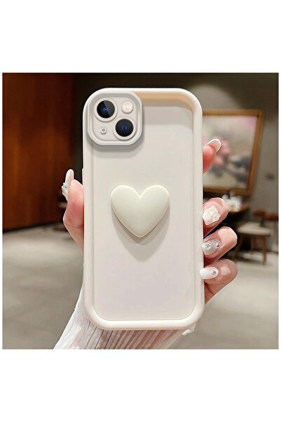 Zebana Apple iPhone 16 Plus Uyumlu Kılıf Zebana Amour Silikon Kılıf Krem Rengi