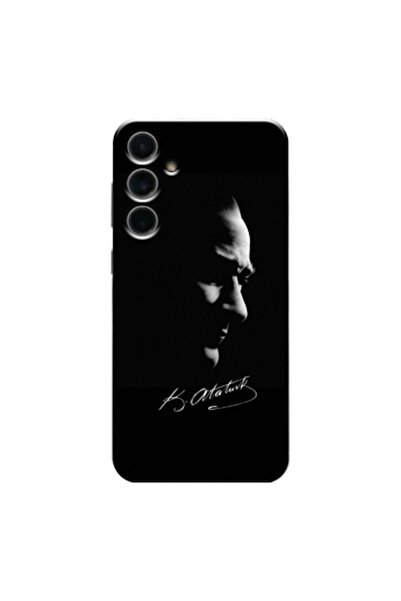 Zebana Samsung Galaxy S24 FE Uyumlu Kılıf Mustafa Kemal Atatürk Black Silikon...