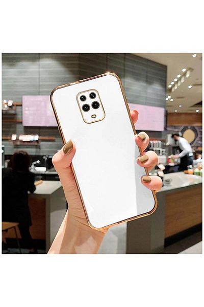 Zebana حافظة Xiaomi Redmi Note 9 Pro متوافقة مع غطاء السيليكون الذهبي باللون الأبيض