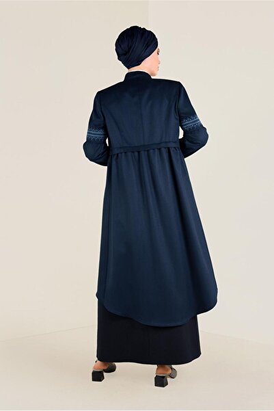 TRENDTESETTÜR Жіночий темно-синій тренч з вишивкою та ґудзиками 1350