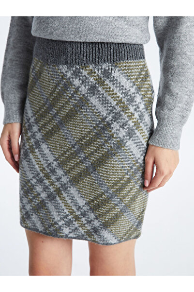 LC Waikiki Vzorovaná dámská pletená sukně s elastickým pasem