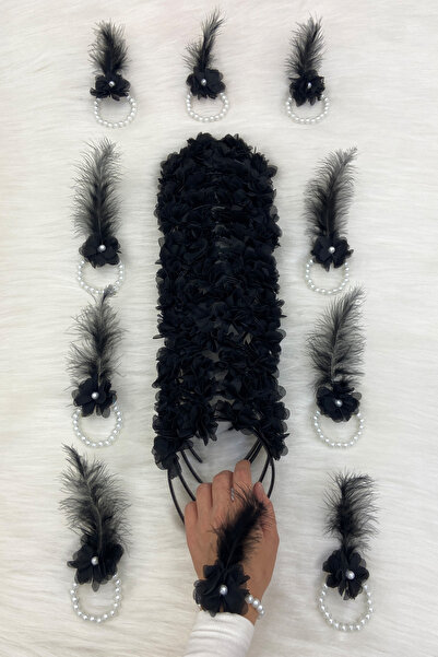 ZEYMERADE سوار وصيفة العروس الأسود وتاج وصيفة العروس (بلاستيك)، ليلة الحناء، ...