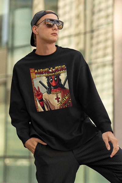SEVBANO Marvel's Jesus Printed Unisex Oversized Deadpool Printed Sweatshirt