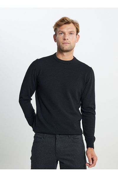 ALTINYILDIZ CLASSICS Altınyıldız Classics Crew Deck Standard Black Pulover pentru bărbați ACE492510287/TRICO COTTON CREWNECK