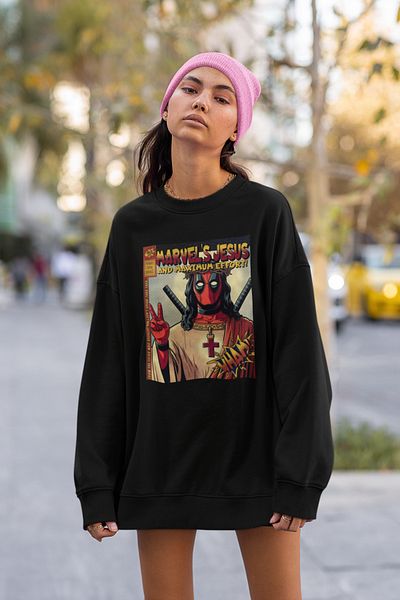 SEVBANO Marvel's Jesus Printed Unisex Oversized Deadpool Printed Sweatshirt