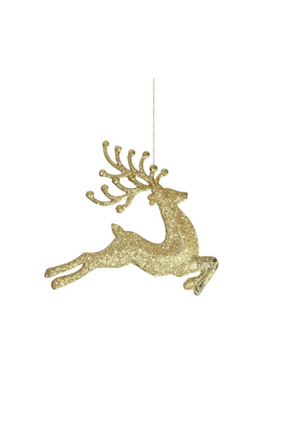 DOĞABEREN Ornament pentru brad de Crăciun Cerb cu sclipici auriu 25cm