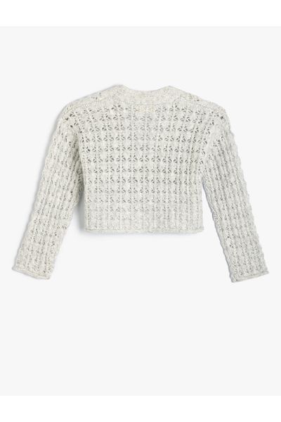Koton Durchbrochene Strickjacke mit V-Ausschnitt