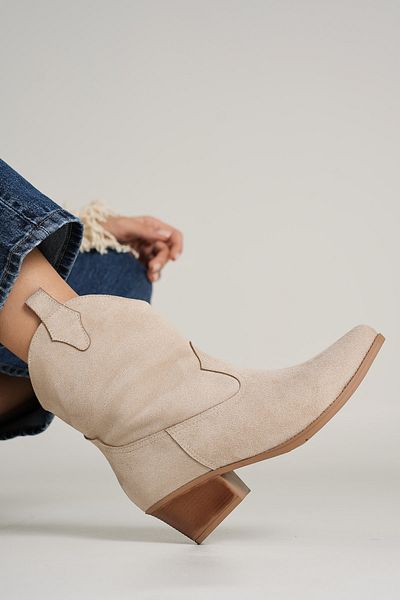Bestyle Γυναικείες μπεζ μπότες Western Tepic