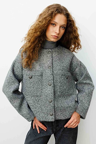 Hooopstore Antique Metal Buttoned Anthracite Jacket