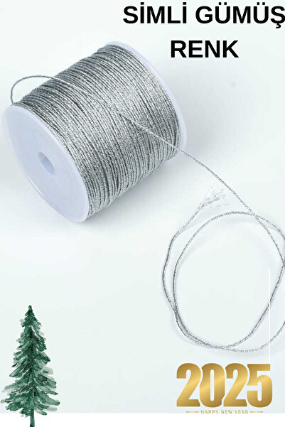 Aydede Oyunevi Yılbaşı Ağaç Süs İpi Simli 10 Metre - 0.80 Mm Simli Paraşüt İp...