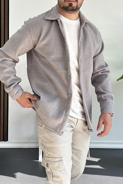 Edwox Γκρι ανδρικό πουκάμισο από ύφασμα κασετίνας - Edw215