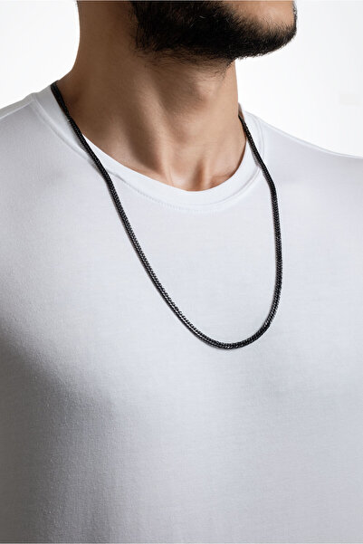 So CHIC... Asil Siyah Rodyum Kaplama 65 Cm Çelik Erkek Kolye