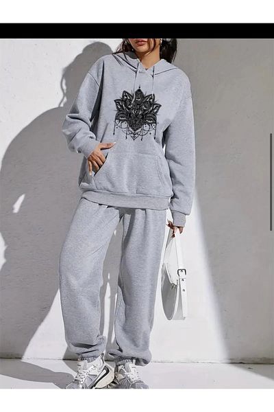 DAXİS Sportwear Company Set de trening cu glugă cu imprimeu Lotus FEMEI