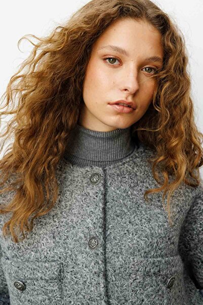 Hooopstore Antique Metal Buttoned Anthracite Jacket