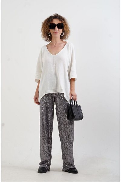 Zelish My Sister Ecru Pina V-Neck Knitwear