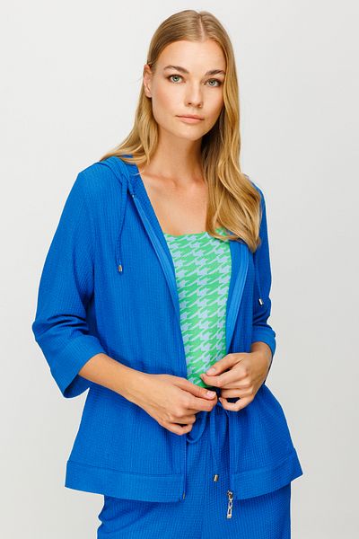 On Fashion Saks Colorful Patterned Hooded Cardigan