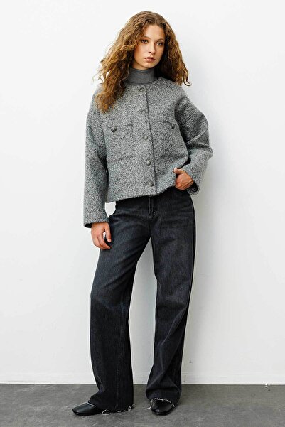 Hooopstore Антрацитова куртка з античними металевими ґудзиками