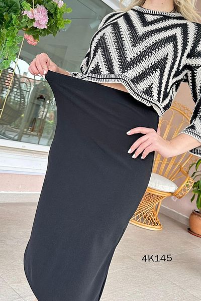 İnce Topuk Scuba Crepe - Elastic Waist Skirt 4k145