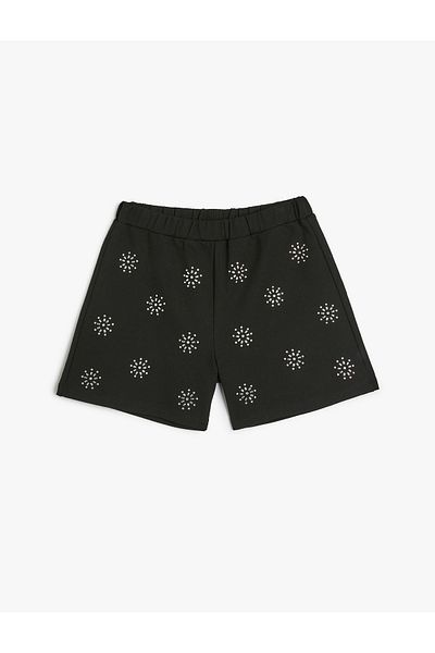 Koton Pantaloni scurți cu model de zăpadă cu talie elastică și detaliu de piatră