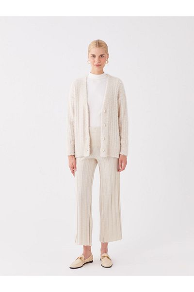 LC Waikiki LCW Modest Elastic Waist Wide Leg Women's Knitwear Trousers