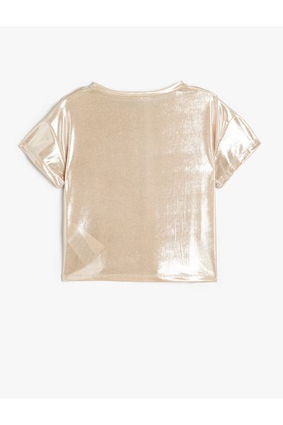 Koton Crew Neck Shiny Short Sleeve Blouse