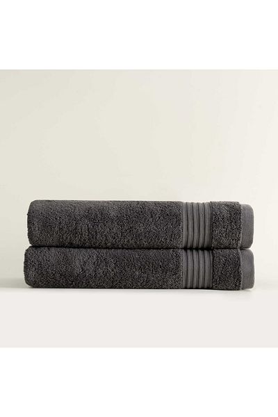 Ecocotton Σετ πετσετών μπάνιου Venus 2 τεμαχίων - 100% οργανικό βαμβάκι, ριγέ περιγράμματα, ανθρακί, 80x150 cm