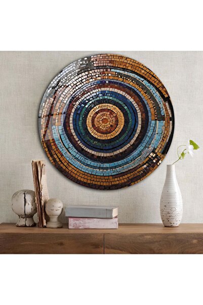 bestdecor Mozaik Desen Yuvarlak Cam Tablo | Hediyelik, Dekoratif, Ofis, Mutfak, 66