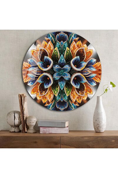 bestdecor Okrugli stakleni sto s apstraktnom temom cveća 17| Poklon, Dekorati...