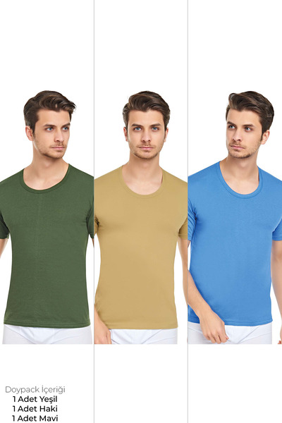 CENNETOĞLU Tricou pentru bărbați, 3 piese, cu decolteu, în pachet special