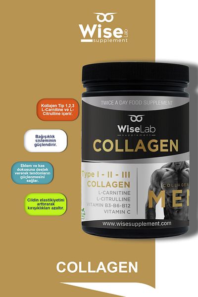 WiseLab Men's Collagen 300gr Type123 L-carnitine L-citrulline