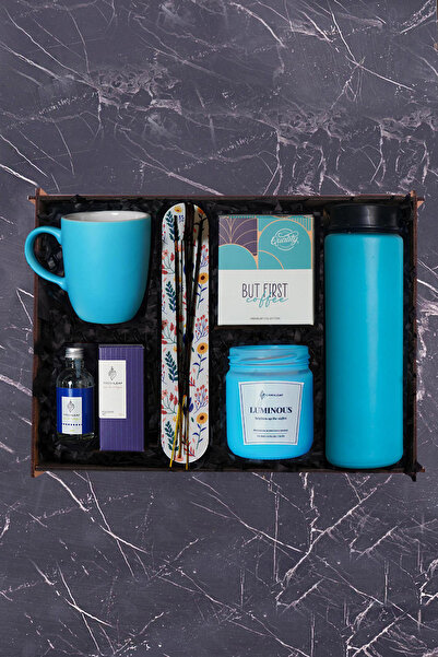 TrendHediye Dekoratif Ahşa Kutuda, Kupa Bardak, Mum, Kahve, Kolonya, Tütsü, C...