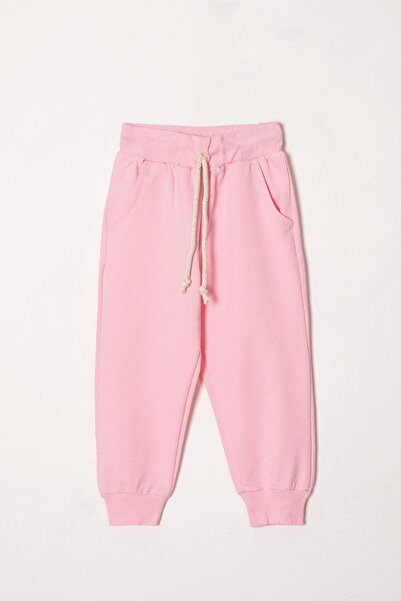 zepkids Crew Neck Long Sleeve Daisy Embroidered Pink Color Girl's Tracksuit Set