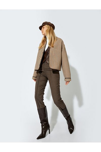 Koton Cigarette Cut Ribbed Fabric Trousers