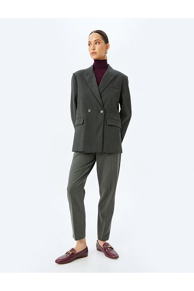 Koton Slim Fit Carrot Cut High Waist Fabric Pants