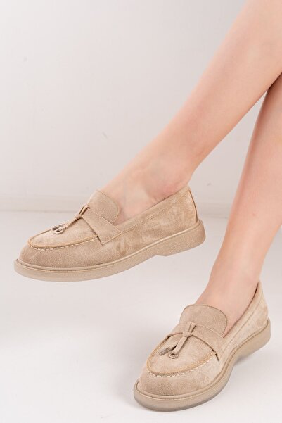 Hayalimdeki Ayakkabı Pabucmarketi Cream Suede Women's Orthopedic Ballerinas
