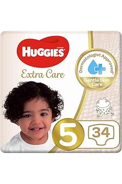 Huggies Extra Care, Size 5, 12 -22 kg, Value Pack, 34 Diapers