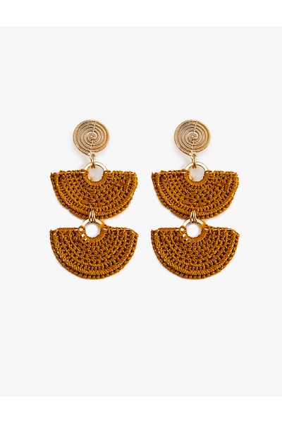 Koton Knitted Spiral Earrings - Dangle Design